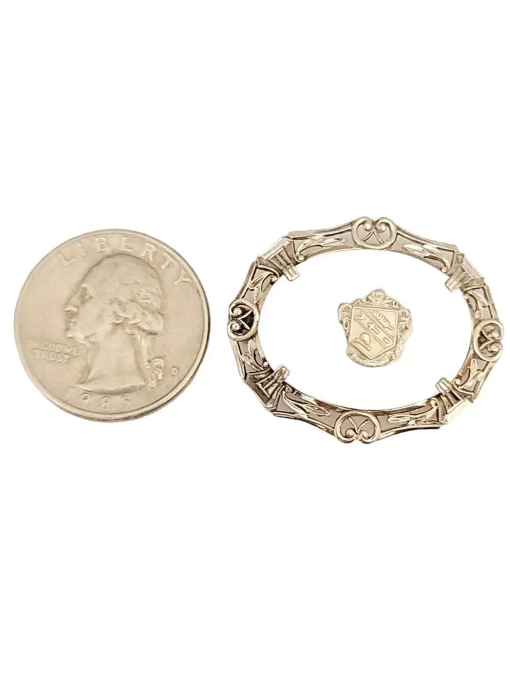 Sterling Silver Oval Inlay Shield Brooch Pin, M107
